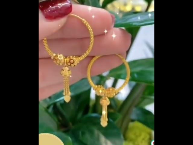 Latest Light Weight Gold Earrings Earrings Designs# Gold Jhumka Hoop Earrings Collection 