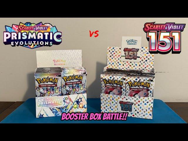 PRISMATIC EVOLUTIONS BOOSTER BOX vs POKEMON 151 BOOSTER BOX Pokemon Card Opening Battle! + GIVEAWAY!