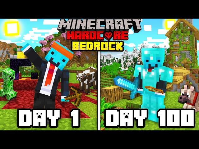 I Survived 100 Days in Bedrock Minecraft Hardcore...