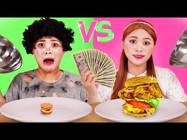 RICH FOOD vs POOR FOOD CHALLENGE!  쌍둥이 먹방 챌린지 | HIU 하이유