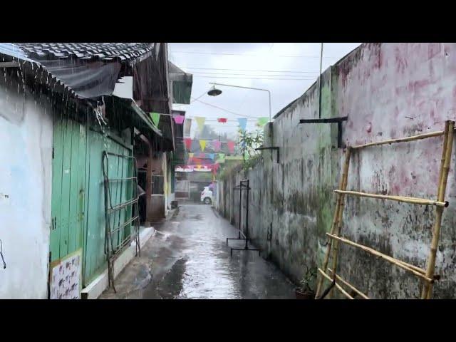 Walking in Rain & Enjoy Raindrops in the Village | ASMR Rain sounds for sleep.