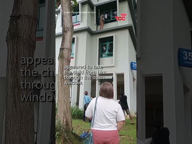 Child standing on ledge, assumed to be home alone, rescued by brave man in Canberra HDB incident