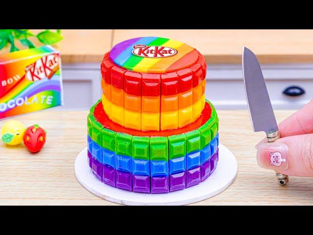 Delicious Rainbow Kitkat Chocolate Cake RecipesBeautiful Miniature Rainbow Cake Decorating Ideas