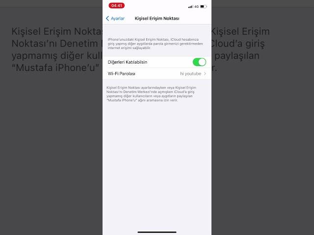 Apple iPhone internet paylaşma (kişisel erişim noktası)