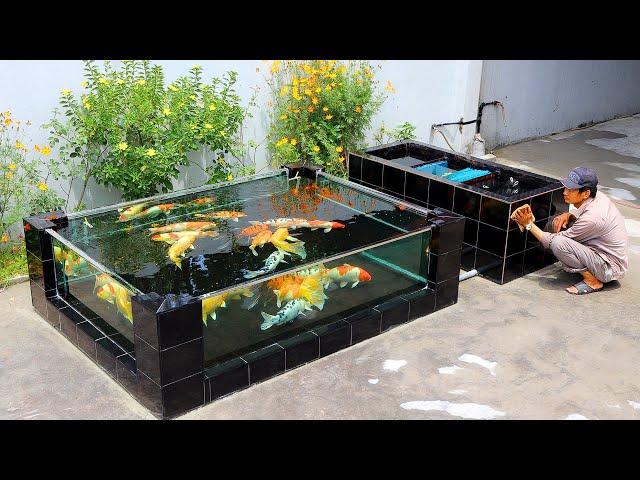 How To Make Cool backyard Koi pond with 4 Glass - Design And Decorations