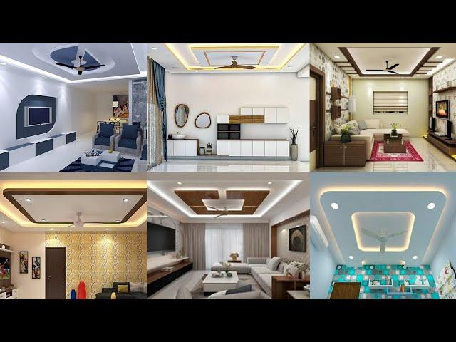 False ceiling design for living room with one fan | Watch it & get creative and have fun with it