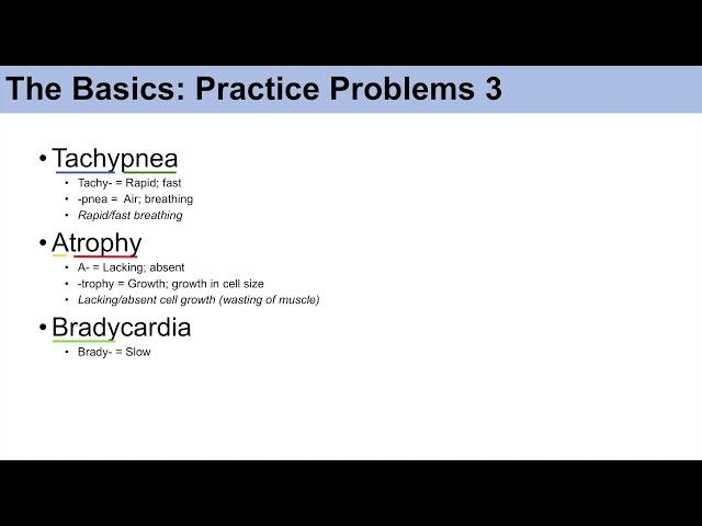 Medical Terminology - The Basics - Lesson 1 | Practice and Example Problems