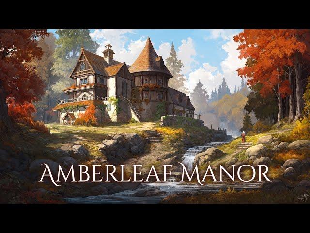 Autumnal Manor Ambience and Music | fantasy ambience of a manor in a fantasy forest with a stream