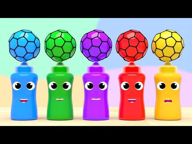 Color Squish Balls Song! | Johny Johny Yes Papa Nursery Rhymes Playground | Baby & Kids Songs