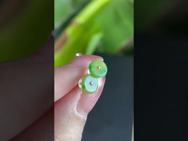 黄绿翡翠耳钉jadeite jade earring