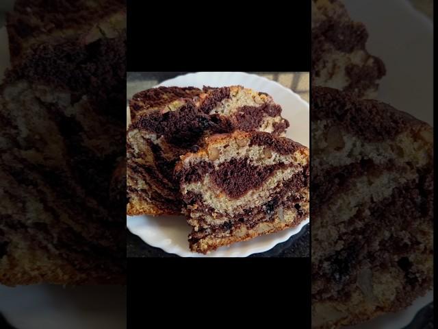 Banana Walnut Marble Cake | without oven and eggs #shorts #trendingshorts #bananacake