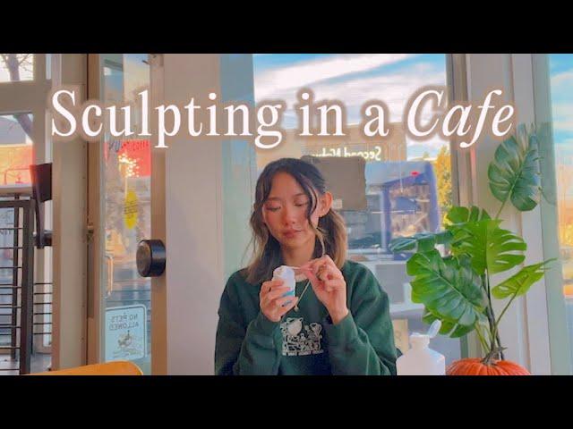 Sculpting in a Cafe: Self-Employed Artist Diaries  Cozy Studio Vlog