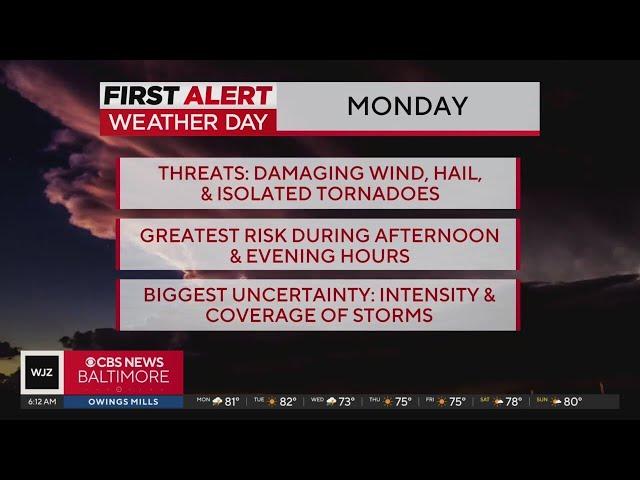 Weather Alert Day for possible severe holiday storms in Maryland