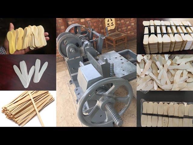 WOODEN SPOONS OR ICE STICK FACTORY IN INDIA | FULL PROCESS | MACHINE MANUFACTURER | 8958270137