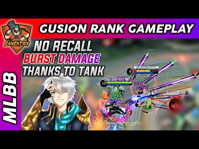 NO RECALL  BURST DAMAGE - GUSION RANK GAMEPLAY by GamEnTrix | MLBB