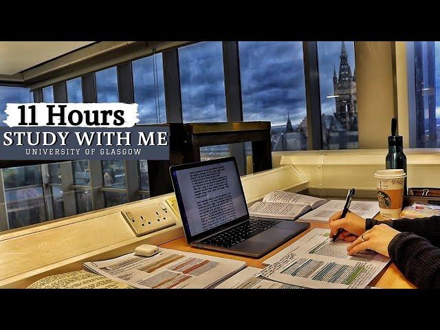 11 HOUR STUDY WITH ME at the LIBRARY | University of Glasgow,Background noise,10-min break, No Music