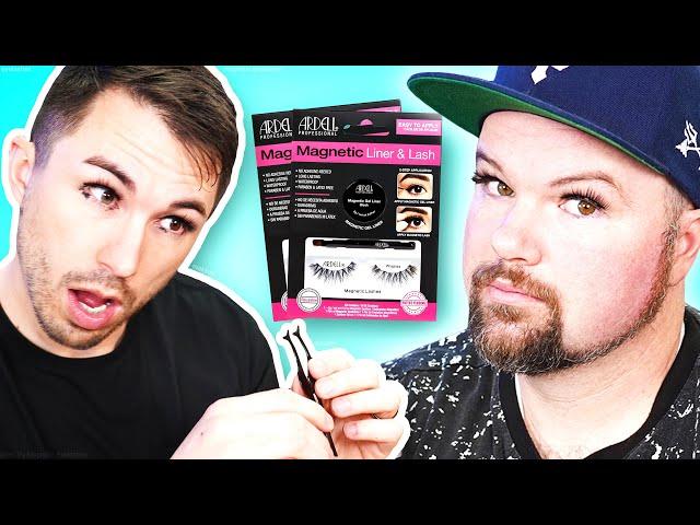 Men Try Magnetic Eyelashes for the First Time - EXTREME TEST & REVIEW!