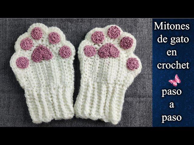 MITONES GATO en crochet PASO A PASO