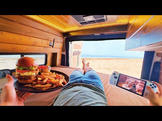 Luxury Vanlife Camping On Sunny Beach