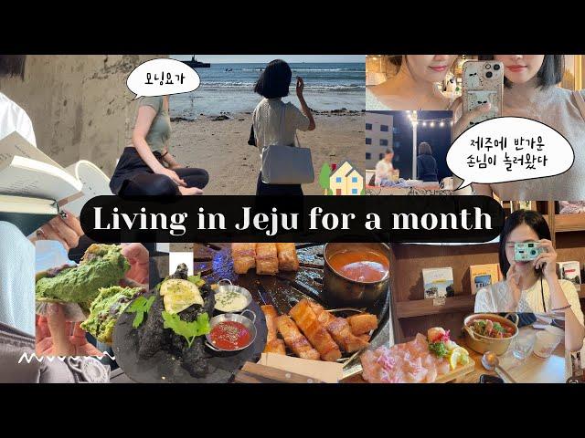 VLOG 제주한달살기브이로그 ️| 요가체험‍️ | 혼자삼겹살 | 말차크림빵맛집 | 누가놀러왔다! | 돗자리노상파티| 숙성회와 한라산 | 성산숙소추천(혼여객)