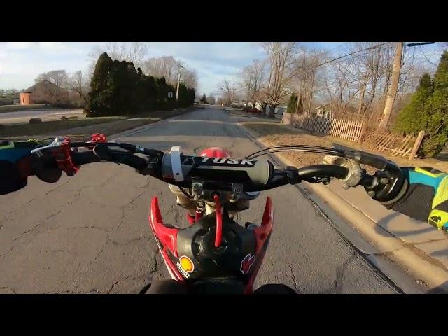 Riding my Crf150r through my town