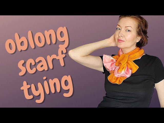 Oblong scarf tying techniques. 3 rectangular scarf styles with a scarf ring.