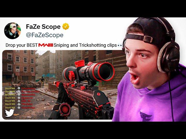 REACTING to the BEST SNIPING CLIPS & TRICKSHOTS on Modern Warfare 3!