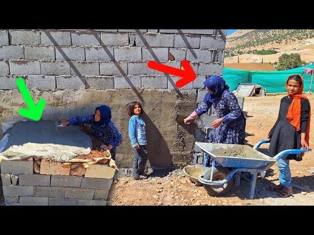 The devoted mother's efforts in cementing the house and building a warm nest for the chickens