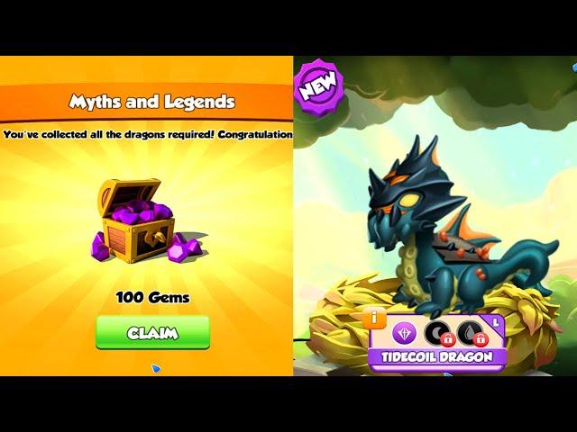 Hatched Tidecoil Dragon-Dragon Mania legends | 100 gems collection rewards | DML