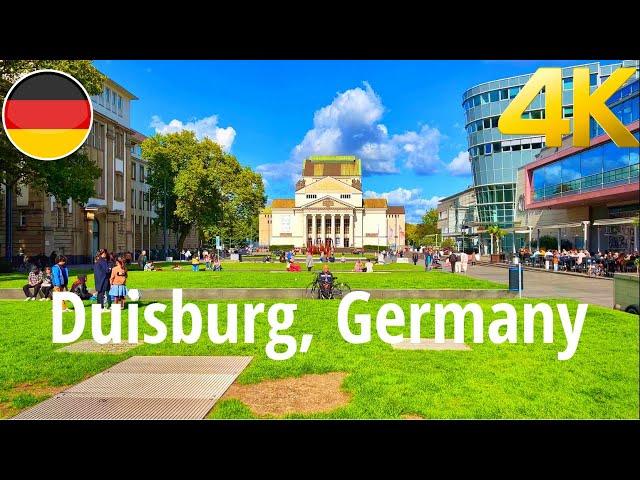 Walking tour in Duisburg, Germany on a busy day 4K 60fps