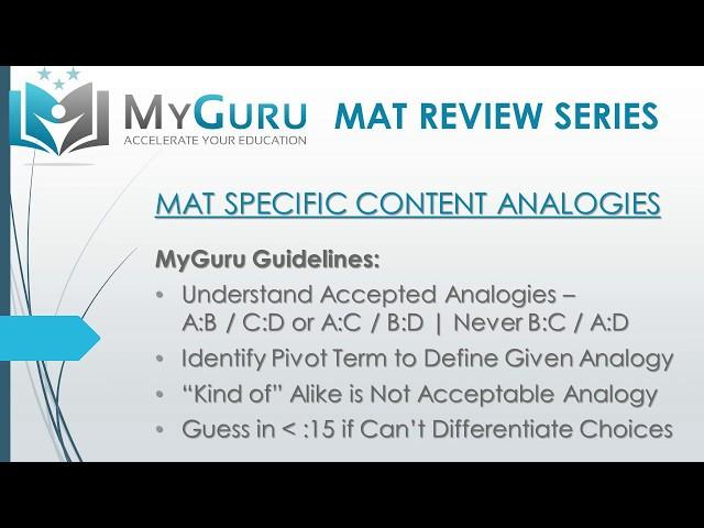 MyGuru Tutoring - Miller Analogies Test (MAT) Specific Content Analogy Process