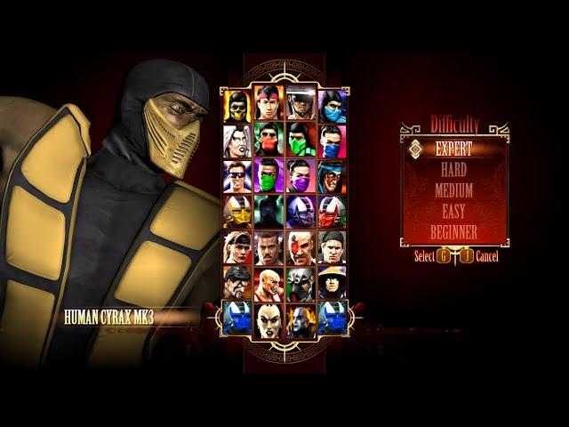 Mortal Kombat 9 - HUMAN CYRAX MK3 MOD - NEW Expert Arcade Ladder Gameplay