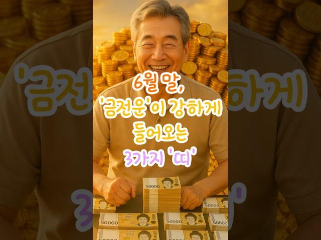 6월 말, '금전운'이 강하게 들어오는 3가지 띠가 있습니다 #재물운 #사주 #띠별운세 #풍수