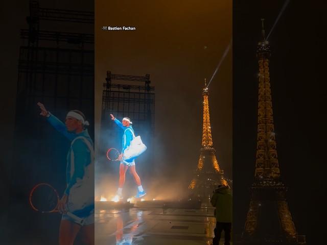 Rafa Nadal tribute video at Place du Trocadéro, Paris. ️ IG/bastino7 (courtesy of Nike )#tennis