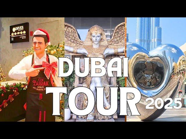 Dubai Bay Square to Fashion Avenue & Burj Khalifa Park Walking Tour | Dubai Mall Food Court | UAE 