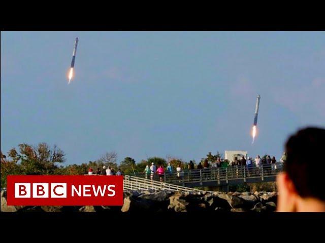 SpaceX nails triple booster landing - BBC News