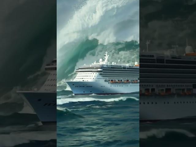 How Dangerous Is That Massive Wave Behind the Cruise Ship? #ship  #massivewave e #dangerouswaves