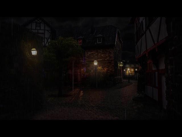  Rain on a alley at Quiet Night -10 Hours Relaxation and Sleep | Rain on Street | Rain Ambience |