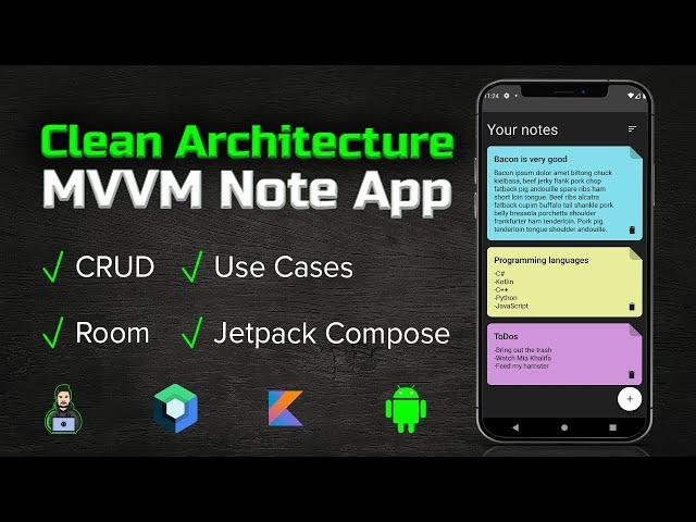 How to Make a Clean Architecture Note App (MVVM / CRUD / Jetpack Compose) - Android Studio Tutorial