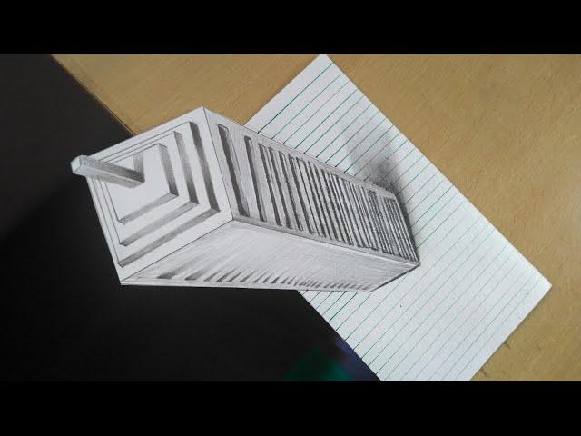 Drawing 3d skyscraper on line paper- How to draw a building illusion - by Abhi Artzz