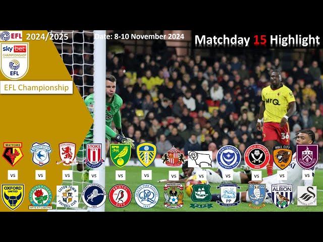 Highlights Summary, Matchday 15, 2024/25 EFL Championship