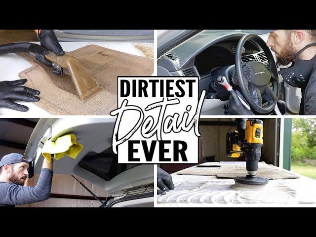 Complete Disaster Full Interior Car Detailing! DEEP CLEANING A NASTY Car Interior!