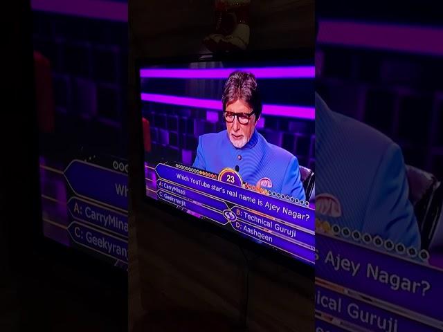 Carryminati on KBC last night | famous youtuber ka nam ajay nagar hai | Amitabh say 21 sal ka ladka