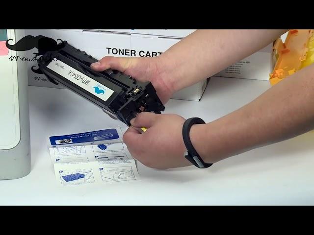 How to install Moustaches compatible toner cartridge for HP Color Laserjet CP1215