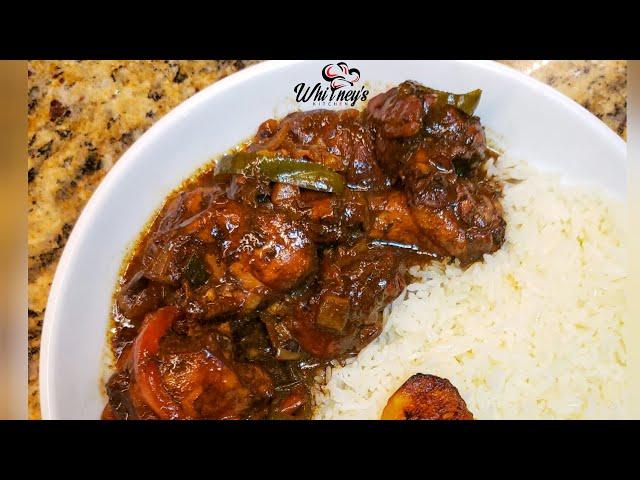 Jamaican Style Brown Stew Chicken Recipe made EASY || Whitney's Kitchen Jamaica