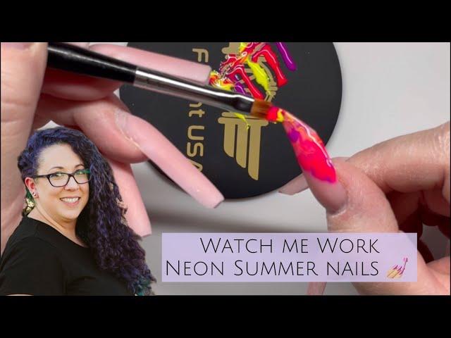 Watch me work Neon summer nails 