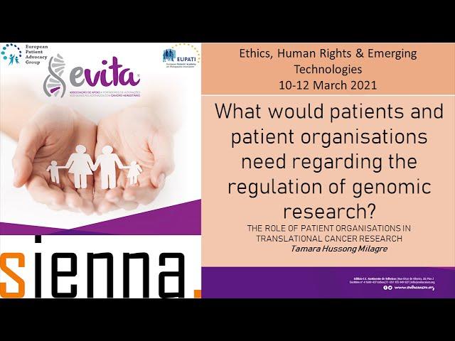 Patients & regulation of genomic research - Tamara Hussong Milagre | SIENNA Final conference