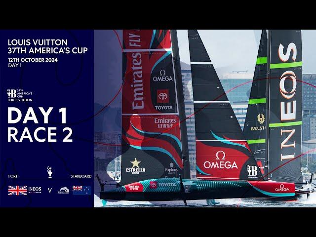 Louis Vuitton 37th America's Cup Race 2 | INEOS Britannia vs Emirates Team New Zealand | Full Replay