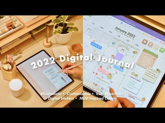 iPad 2022 Digital Journal & Digital Stickers | MUJI Inspired • Customizable & Minimal • Hyperlinks
