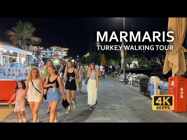 AFTER MIDNIGHT: Night walking tour in Marmaris, Turkey 4K 60 FPS | Marmaris old town night walk 2024